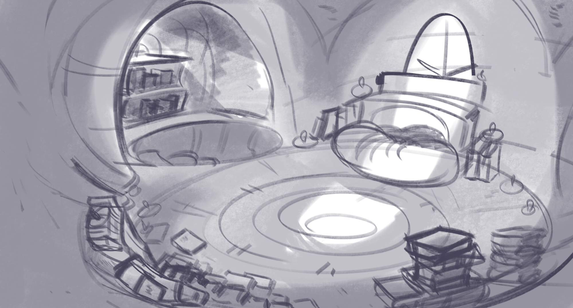 Sketch of the bedroom/study area