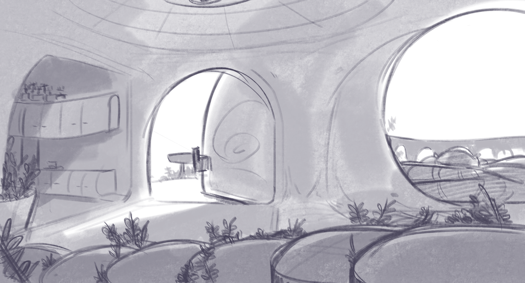 Sketch of the main indoor living area